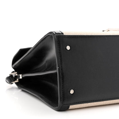 Saint Laurent Canvas Calfskin Medium Classic Monogram Cassandra Top Handle Natural Black 9 of 11