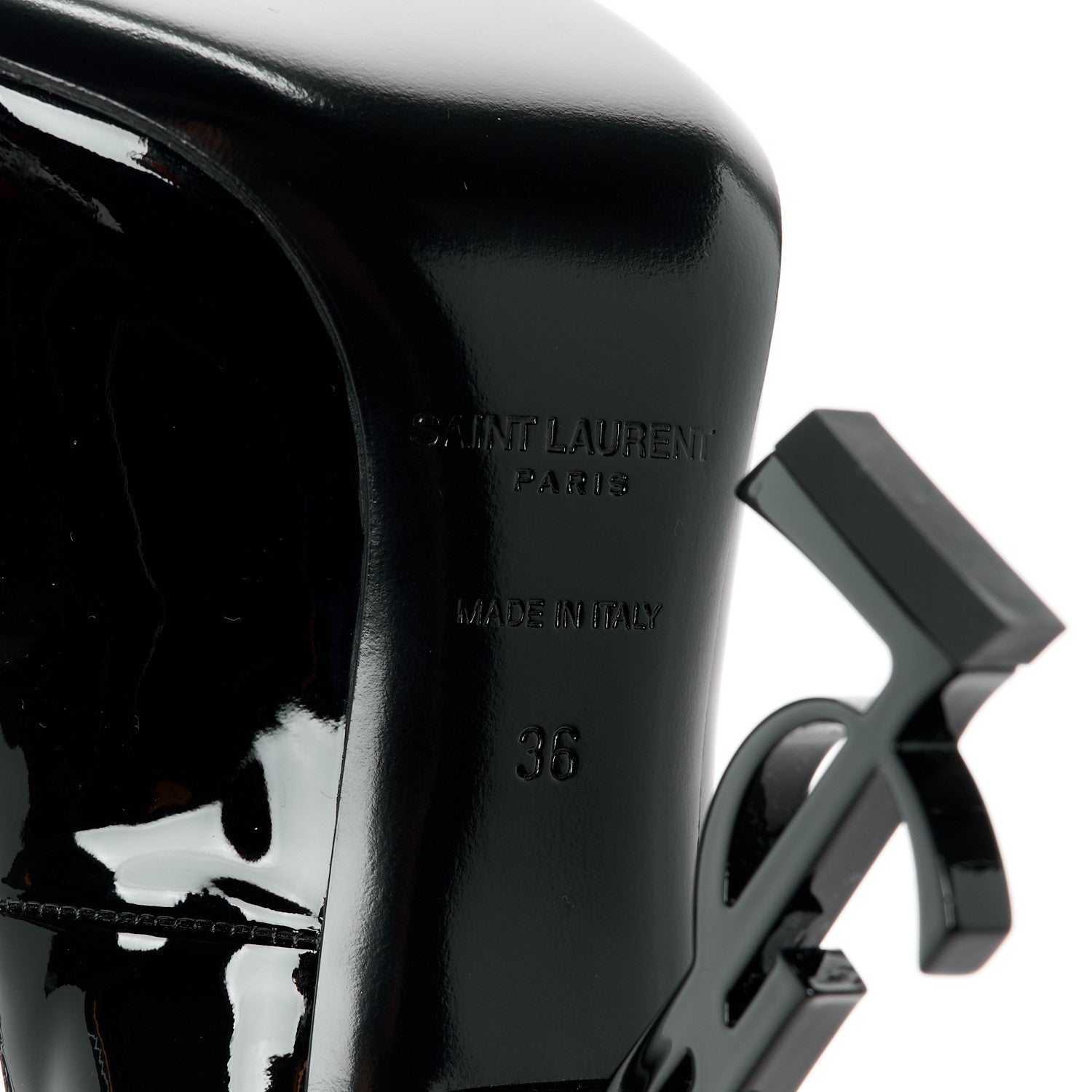 Saint Laurent Patent Calfskin Opyum 110 Sandals 36 Black 6 of 9