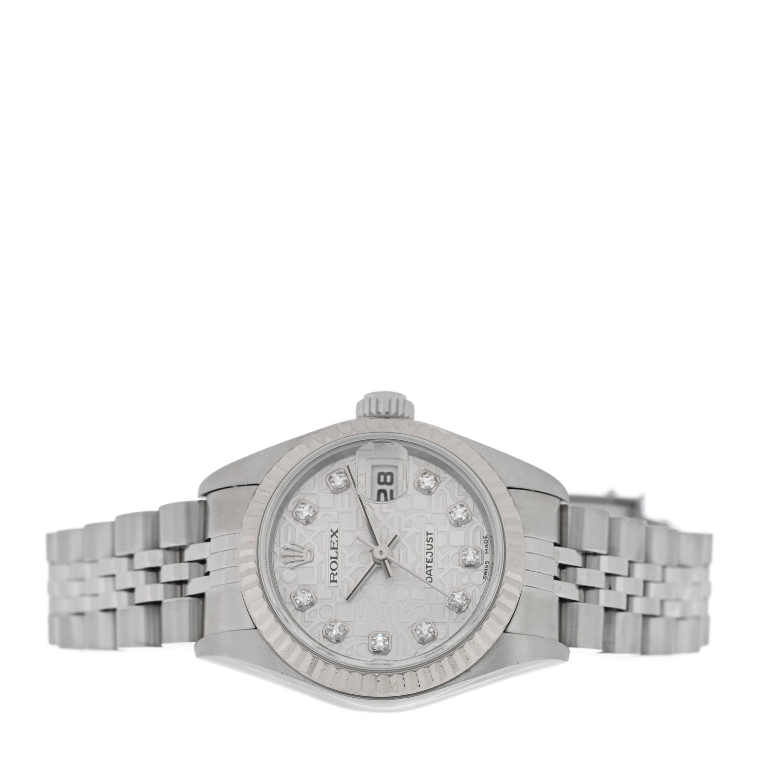 Rolex Stainless Steel 18K White Gold Diamond 26mm Oyster Perpetual Datejust Watch Silver Jubilee 79174 2 of 4