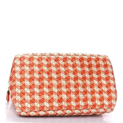 Bottega Veneta Nappa Intrecciato Gingham Boston White Orange 4 of 8