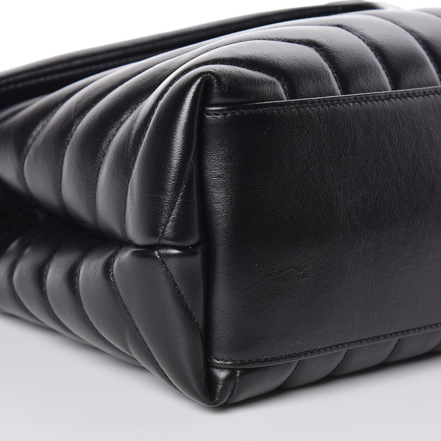 Calfskin Y Quilted Monogram Medium Loulou Chain Satchel Black