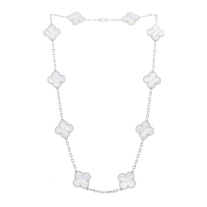 Van Cleef & Arpels 18K White Gold Chalcedony 10 Motifs Vintage Alhambra Necklace 3 of 6