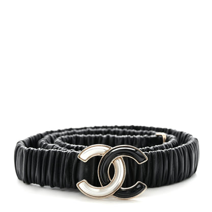 Chanel Lambskin Resin Ruched CC Belt 80 32 Black 1 of 5