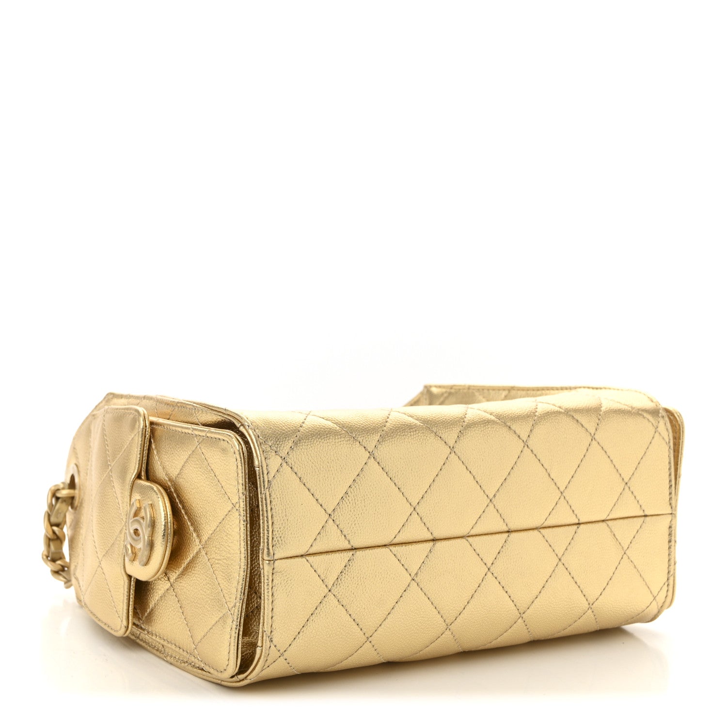 Chanel Metallic Caviar Quilted Mini Chanel 25 Handbag Gold 4 of 11