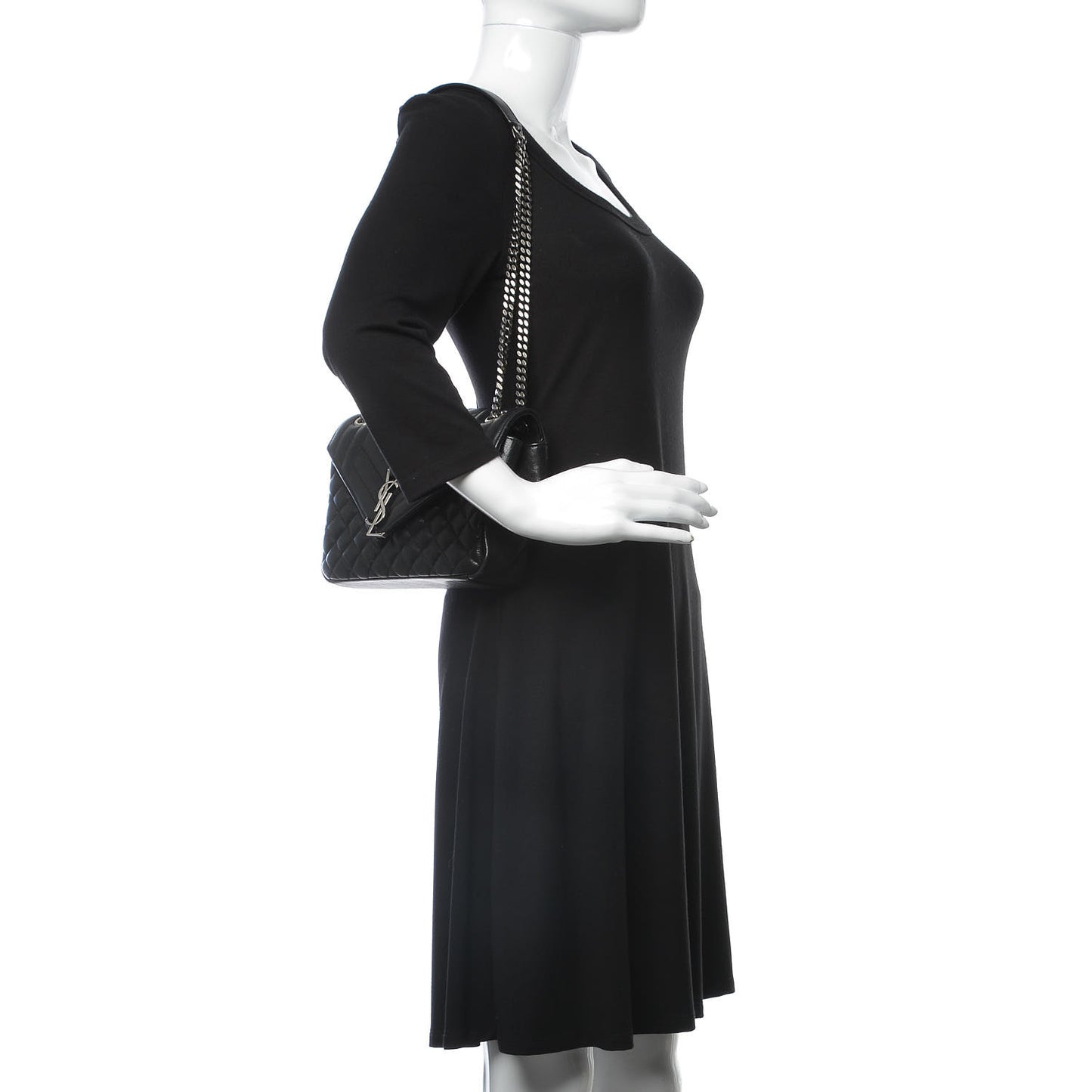 Sheepskin Tri-Quilt Monogram Medium College Bag Black