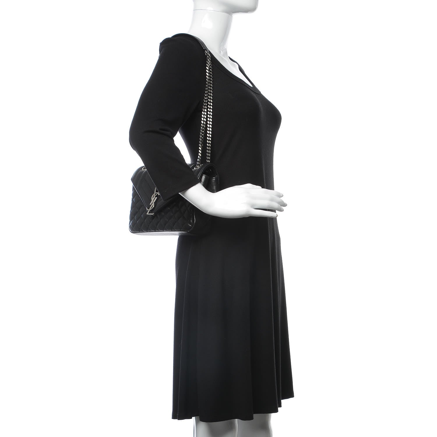 Saint Laurent Sheepskin Tri-Quilt Monogram Medium College Bag Black 2 of 10