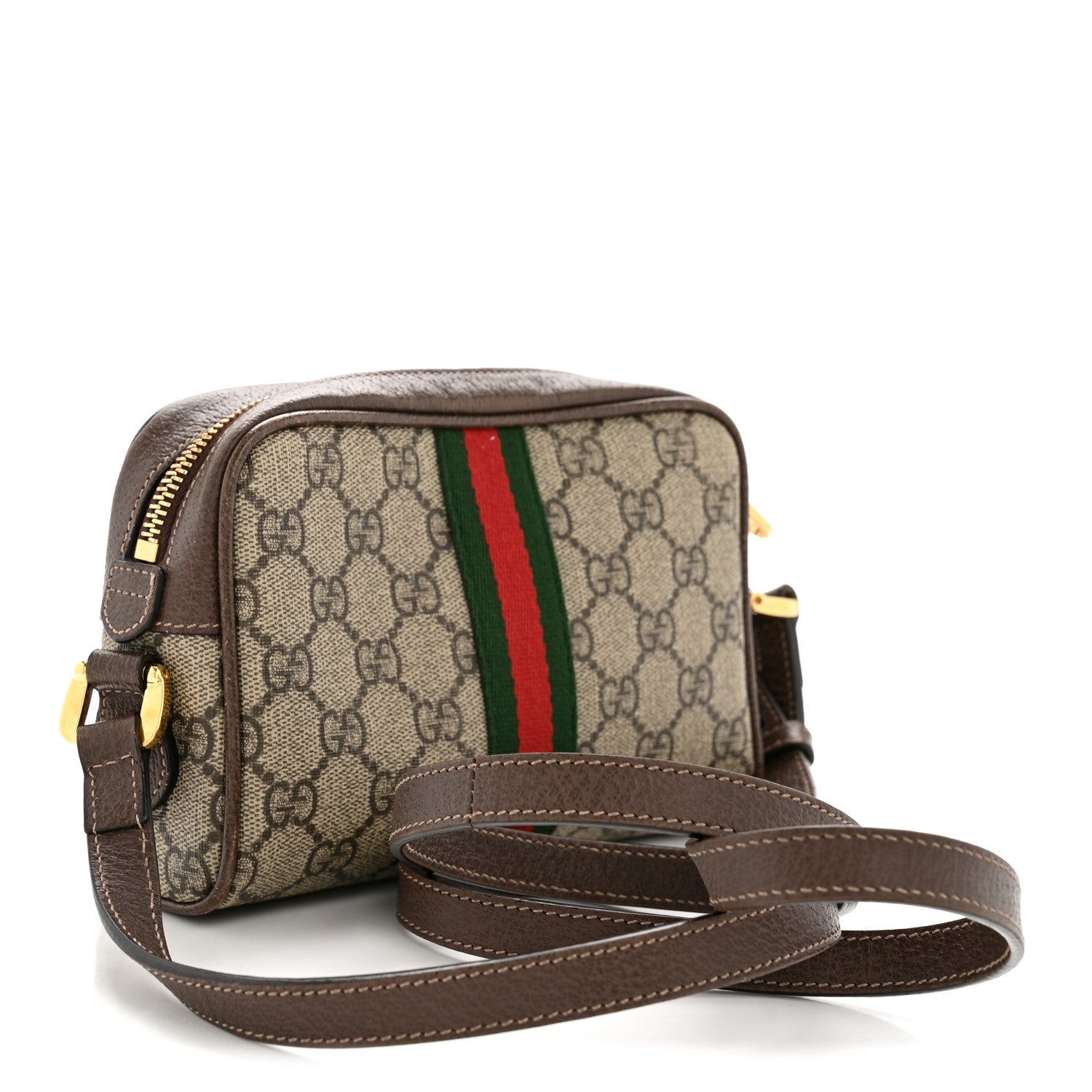 Gucci GG Supreme Monogram Web Mini Ophidia Shoulder Bag Brown 3 of 13