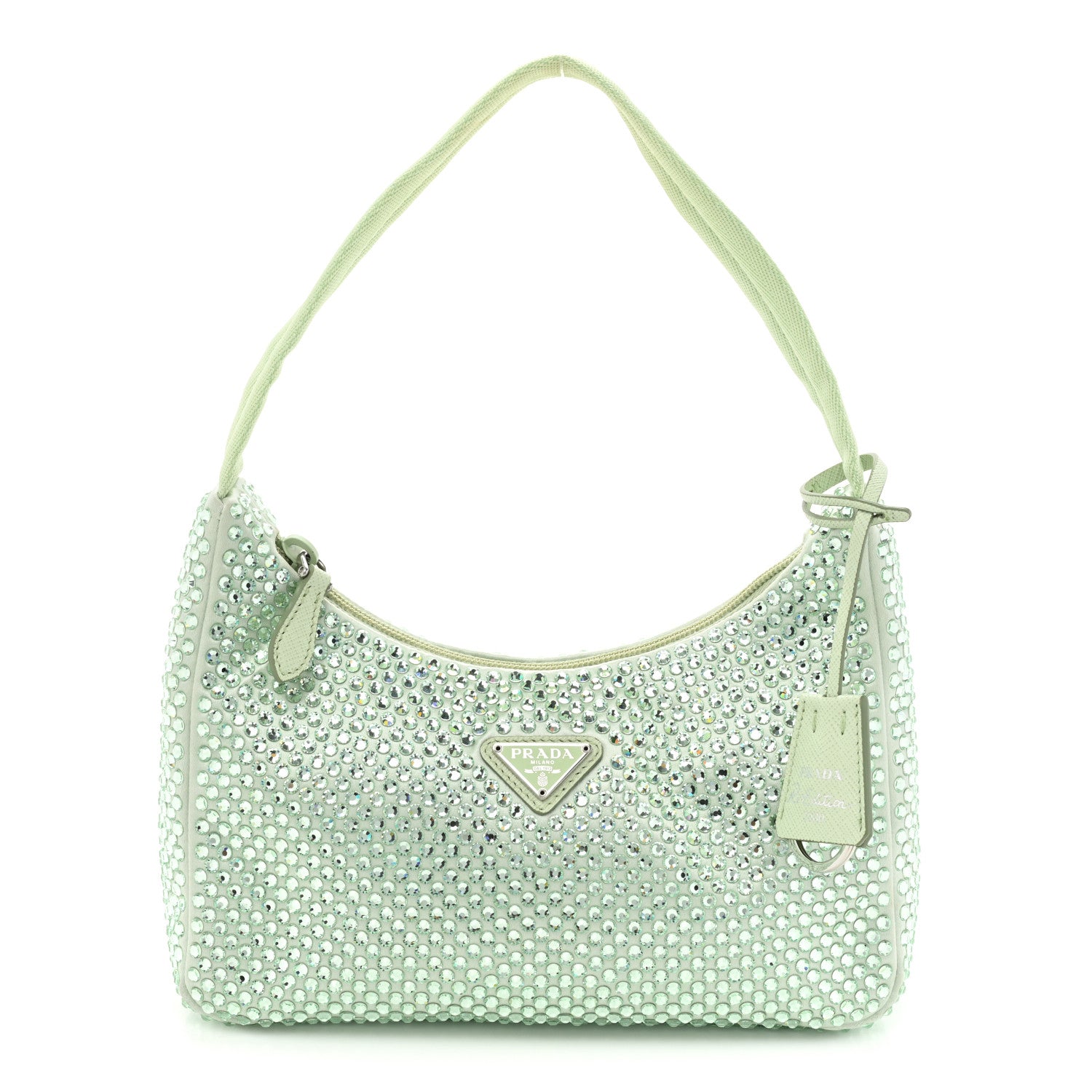 Prada Satin Crystal Mini Re-Edition 2000 Bag Acqua 1 of 8