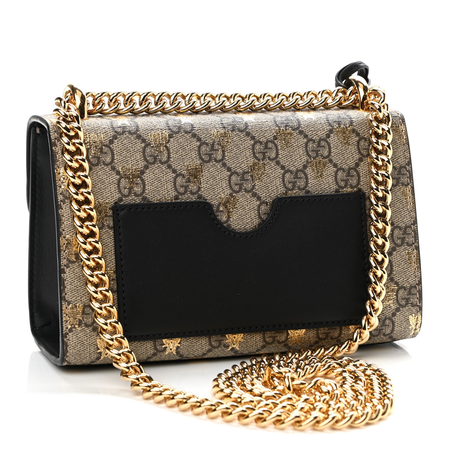 Gucci GG Supreme Monogram Bees Small Padlock Shoulder Bag Black 3 of 10