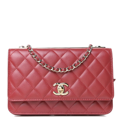 Chanel Lambskin Quilted Trendy CC Wallet On Chain WOC Red 1 of 14