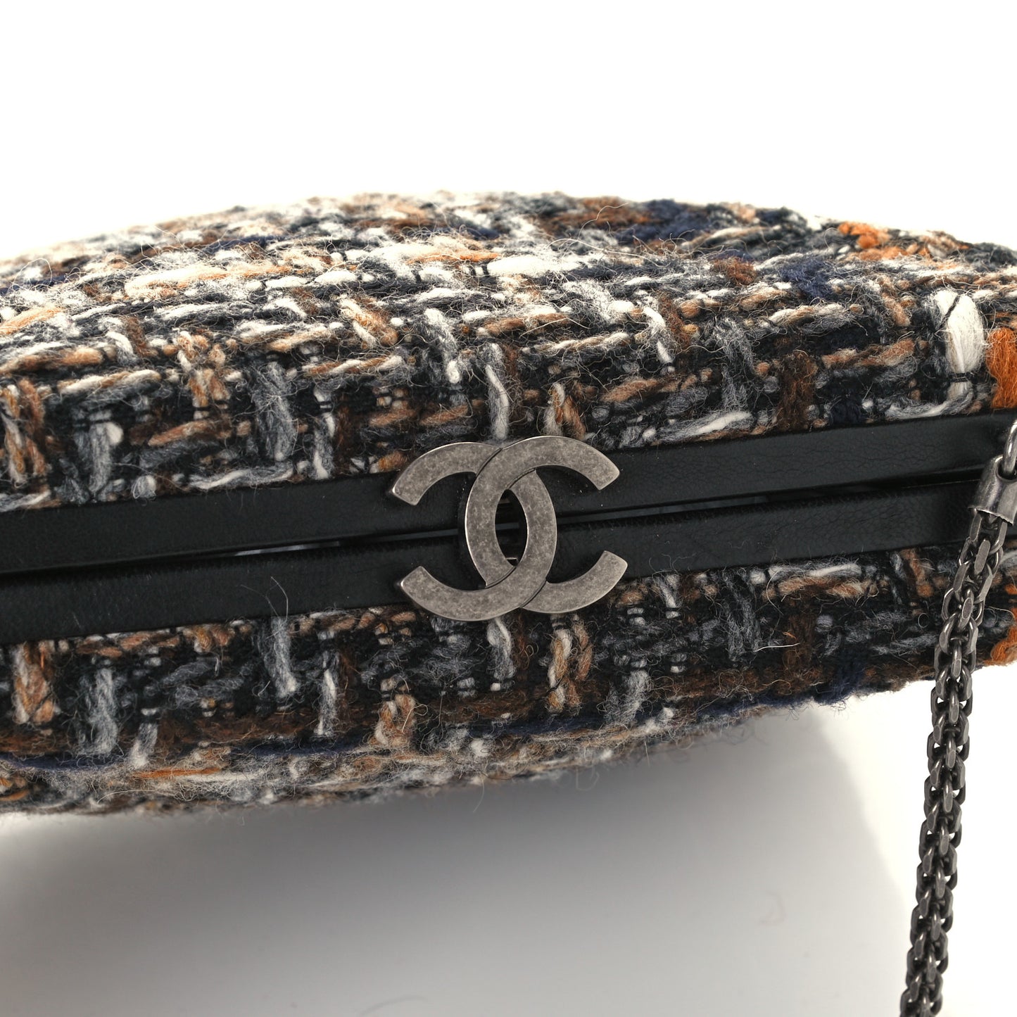 Tweed Kisslock Minaudiere Black Multicolor