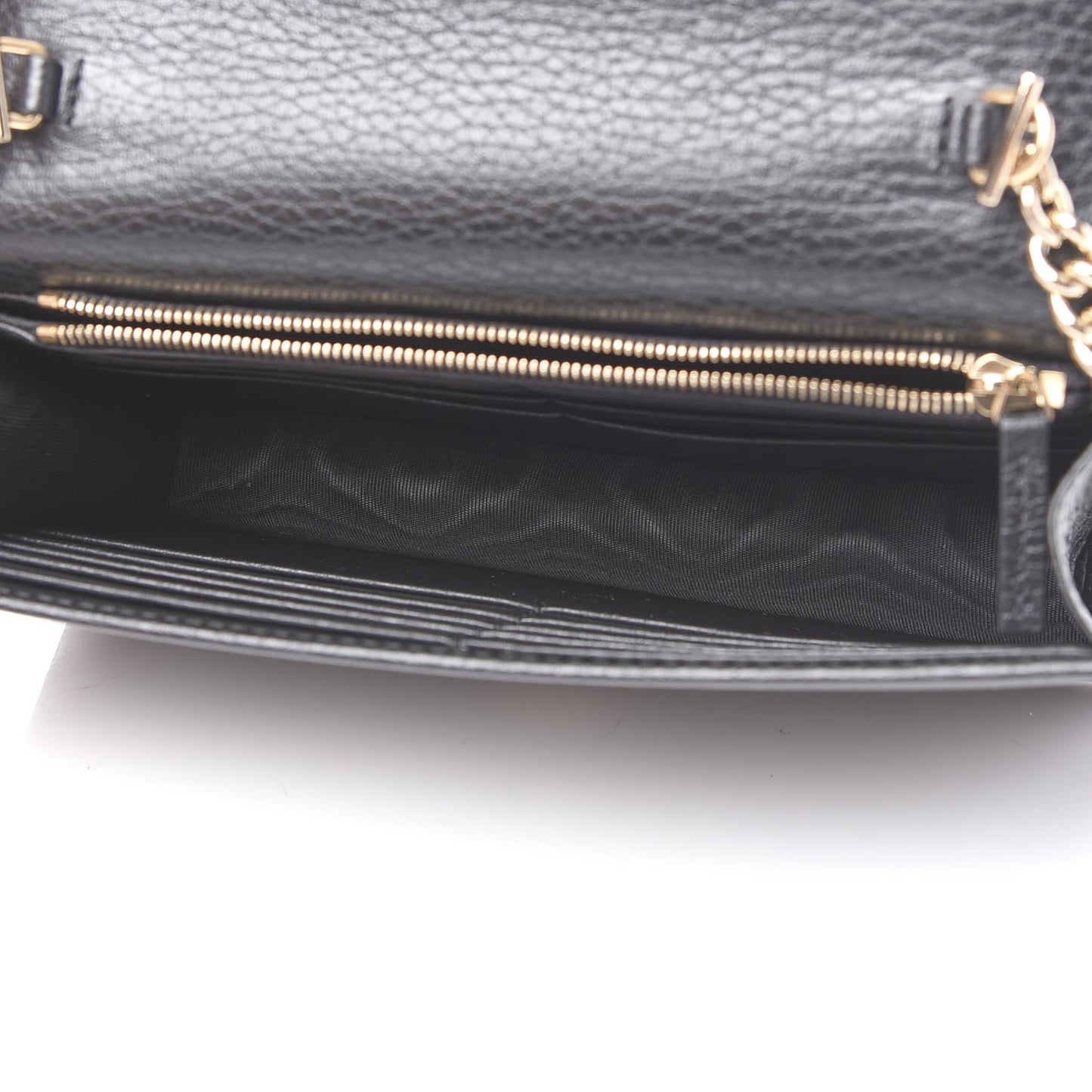 Dollar Calfskin Interlocking G Chain Wallet Black