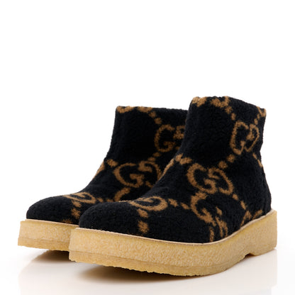 Gucci Faux Shearling Hooper GG Womens Ankle Boots 42 Black Natural Tan 3 of 8