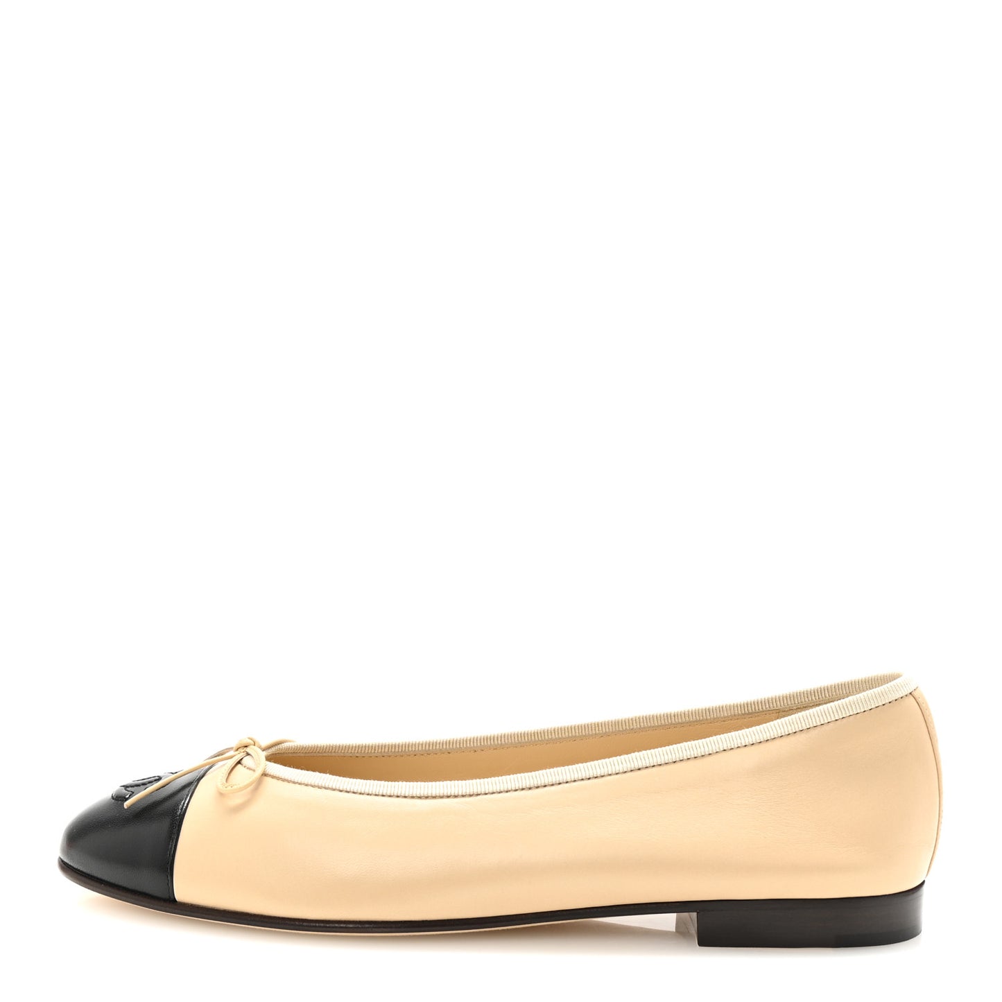 Lambskin Cap Toe CC Ballerina Flats 39.5 Beige Black
