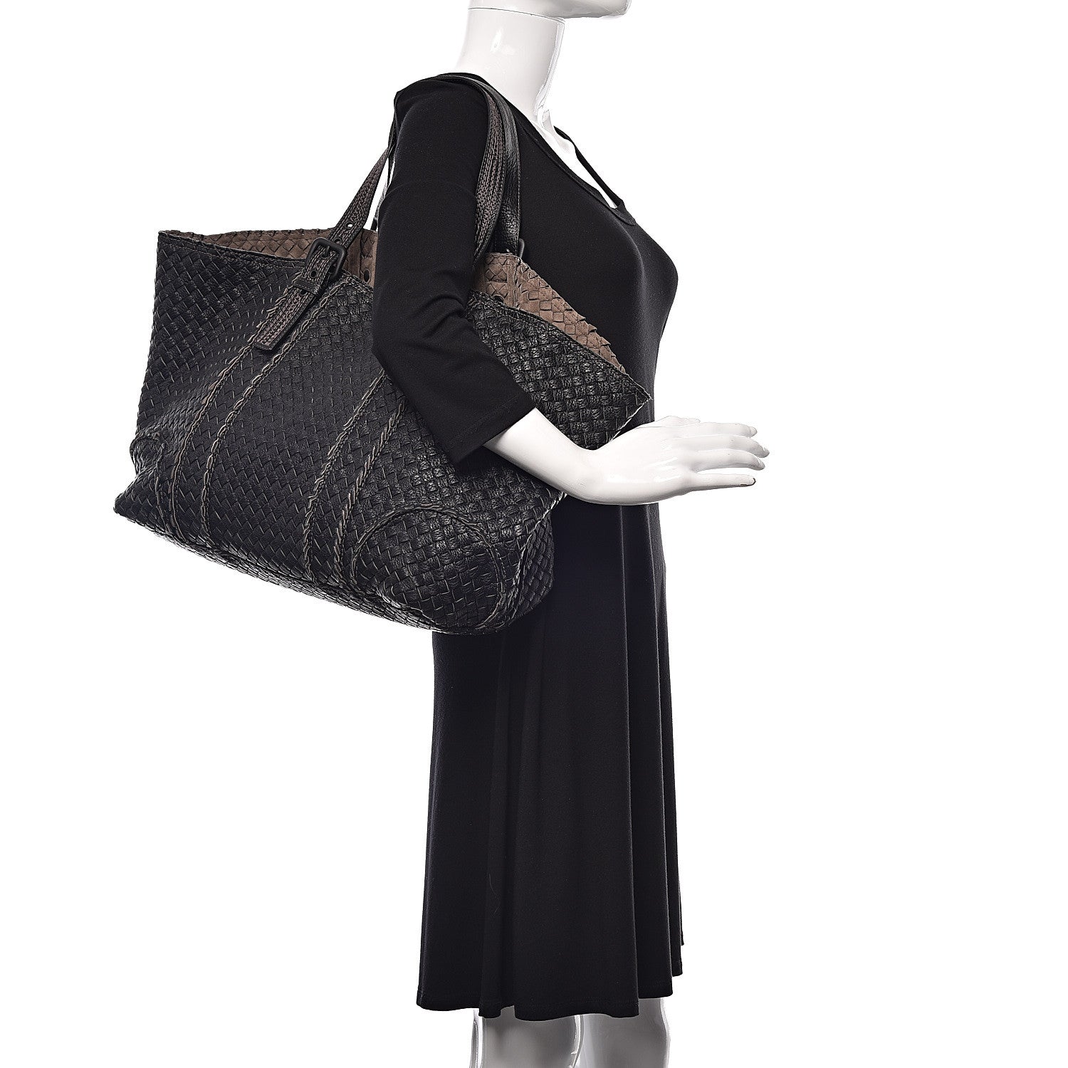 Bottega Veneta Cervo Intrecciato Large Shopping Tote Black 2 of 9
