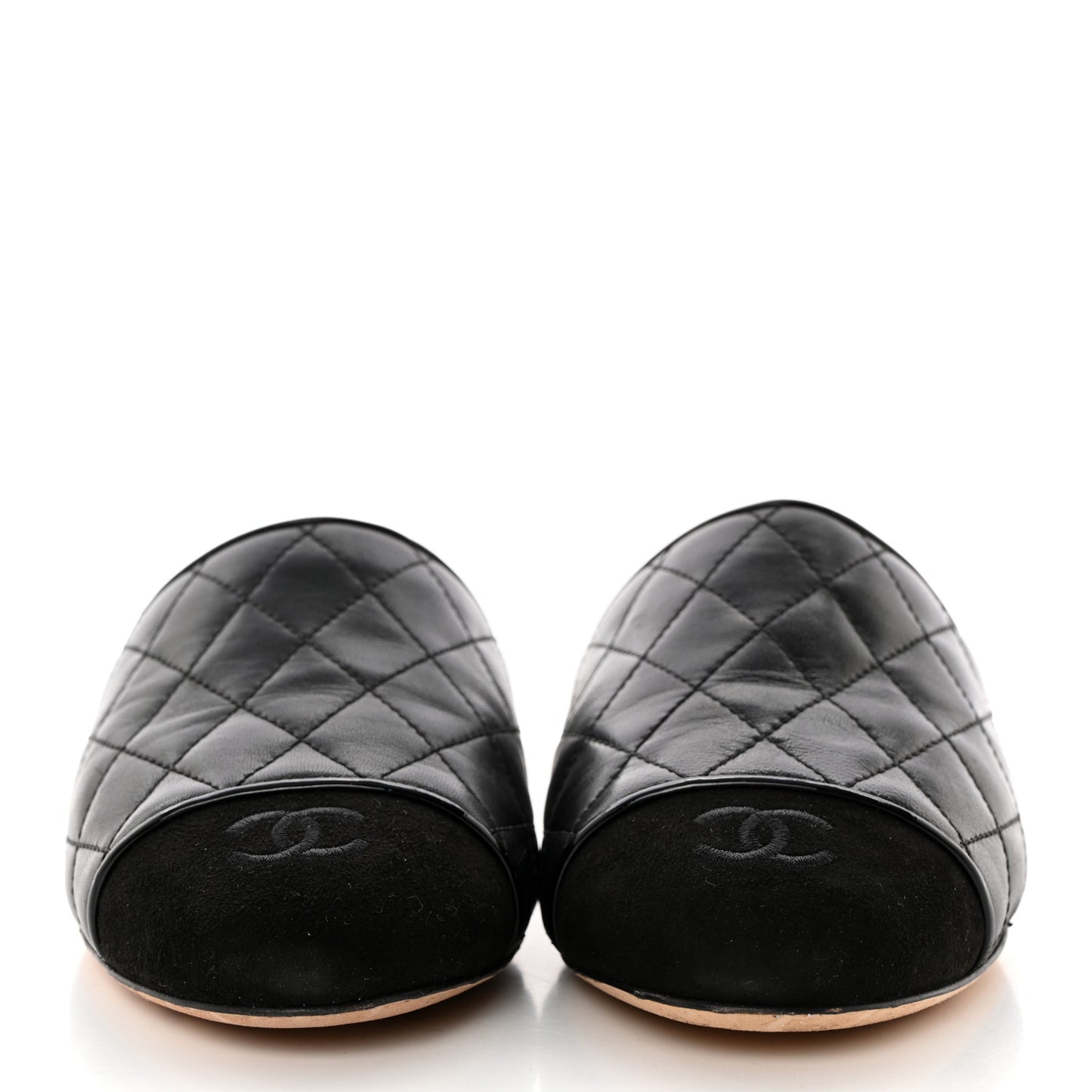 Lambskin Kid Suede Quilted Mules 37.5 Black