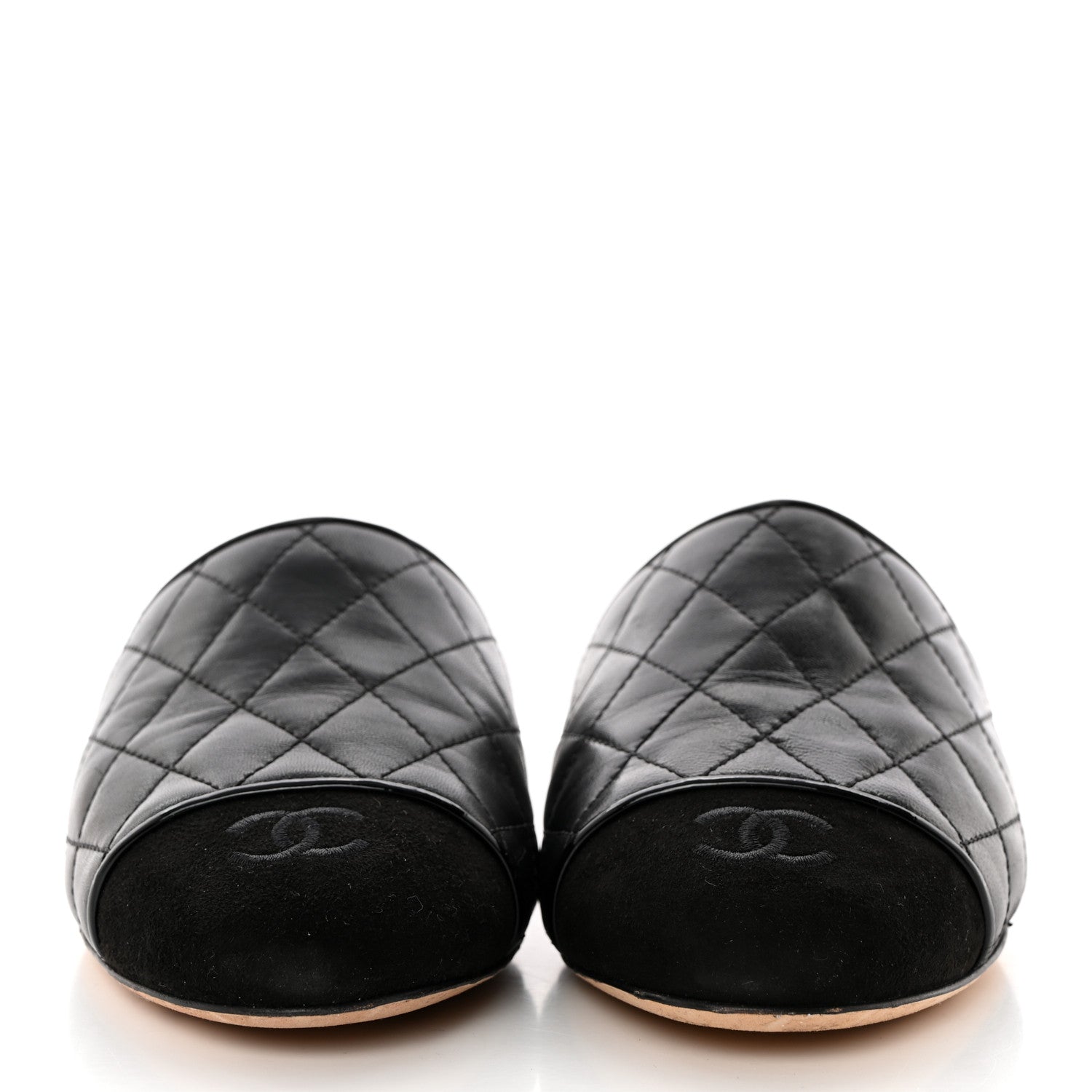 Chanel Lambskin Kid Suede Quilted Mules 37.5 Black 2 of 12