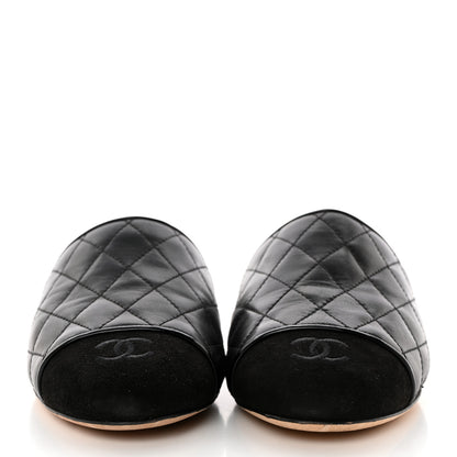 Chanel Lambskin Kid Suede Quilted Mules 37.5 Black 2 of 12