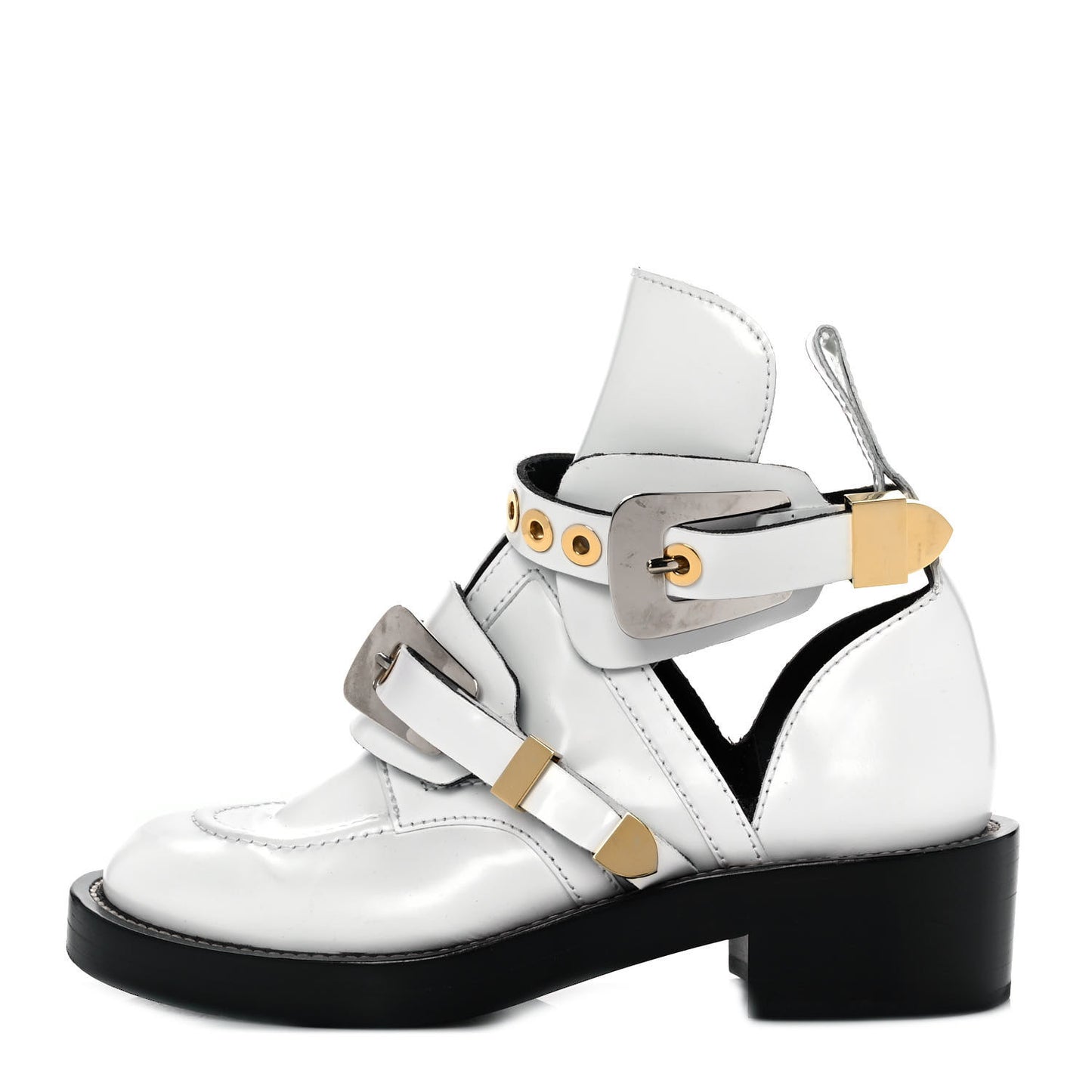 Brushed Calfskin Ceinture Ankle Boots 37 White