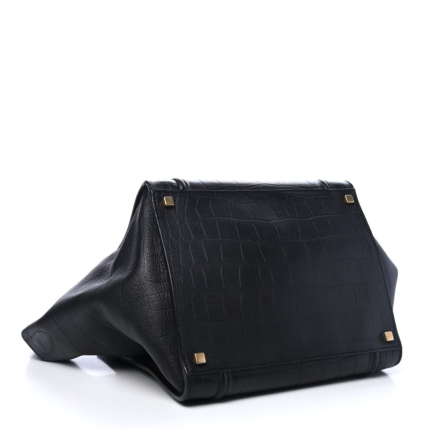 Crocodile Embossed Calfskin Large Phantom Luggage Black