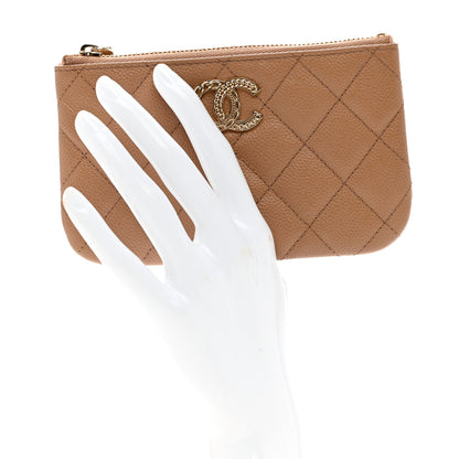 Chanel Caviar Quilted Small Multi Chain Cosmetic Case Beige 2 of 7
