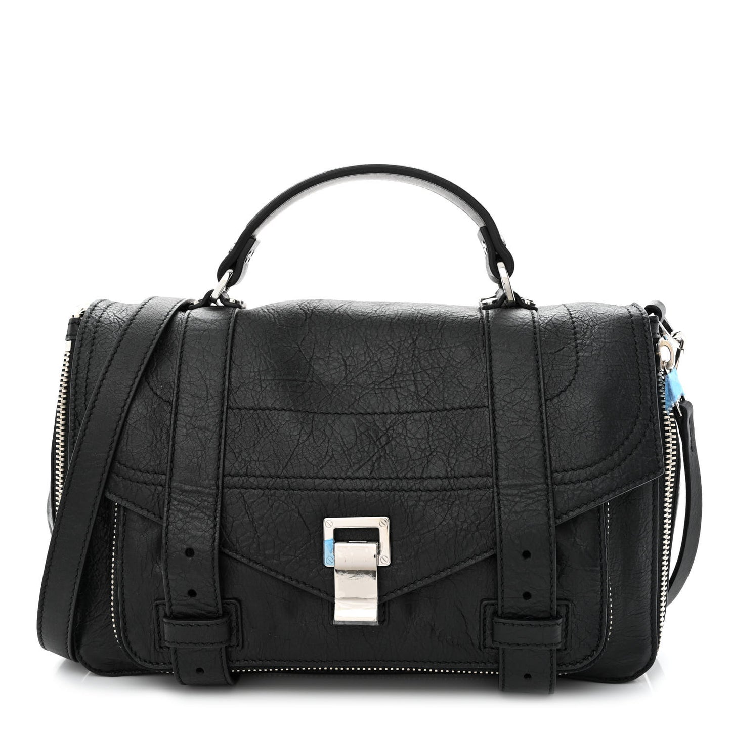 Lambskin Medium PS1 Plus Zip Satchel Black