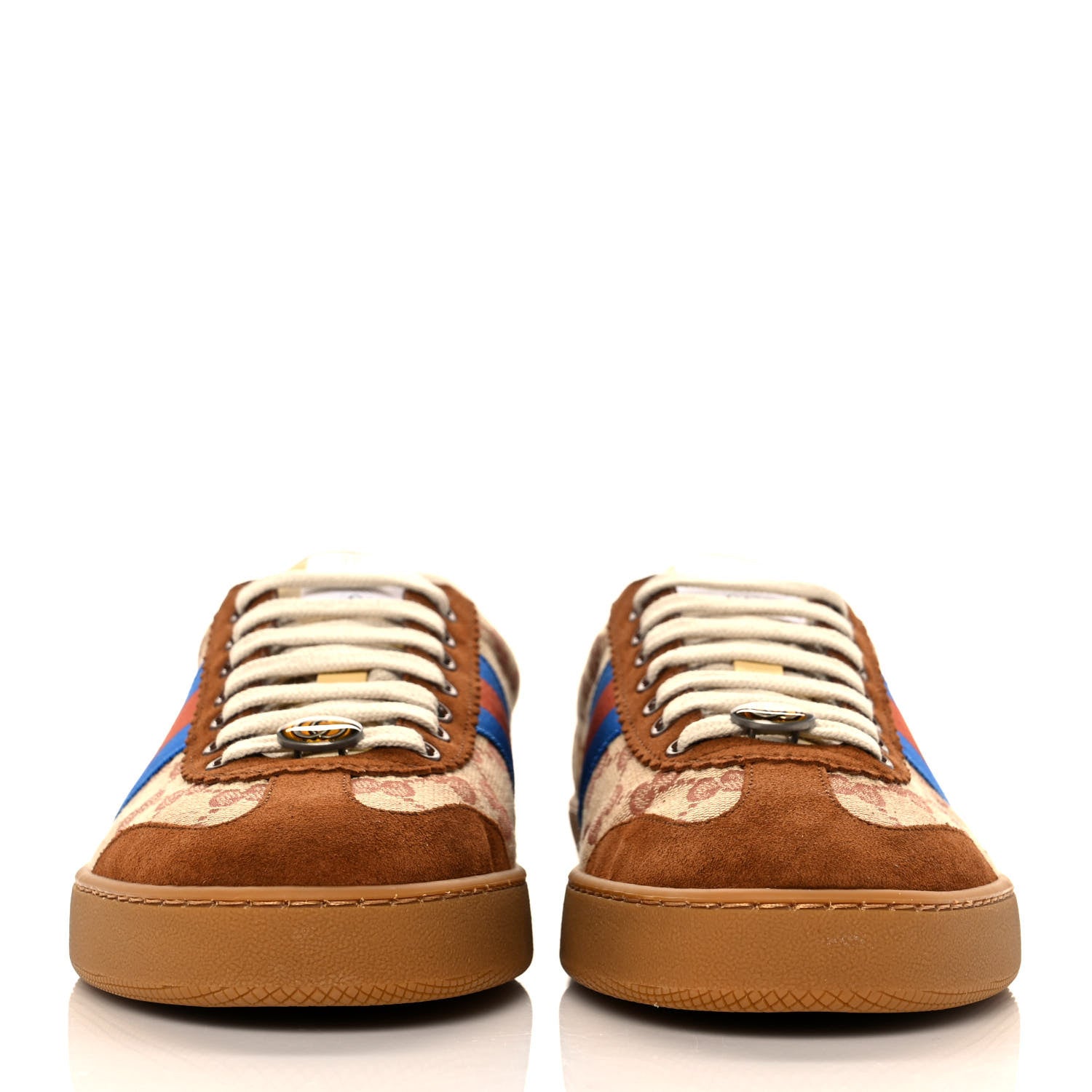 Gucci GG Monogram Suede Web Mens G74 Sneakers 11.5 Beige Ruggine Cuir 2 of 10