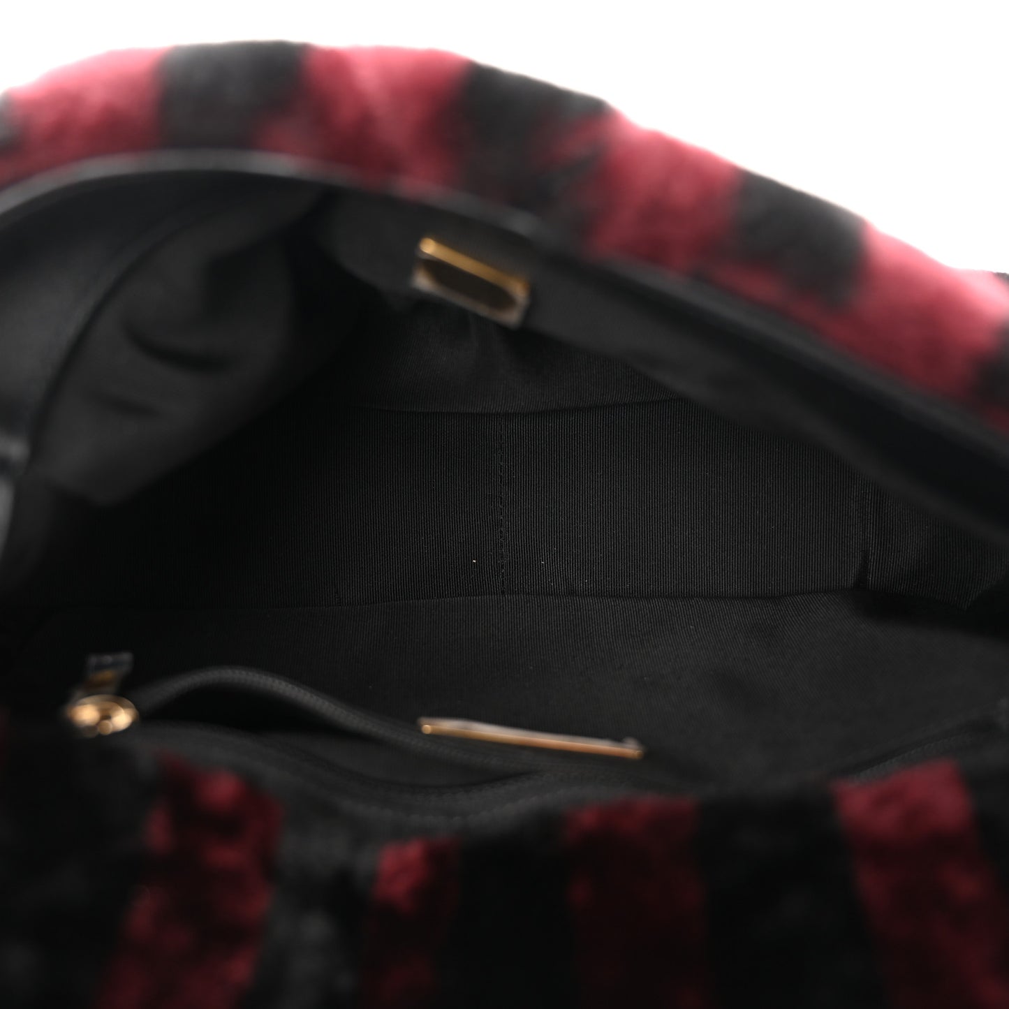 Shearling Striped Medium Chanel 19 Flap Red Black