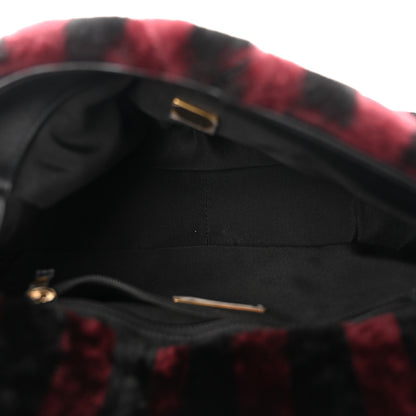 Chanel Shearling Striped Medium Chanel 19 Flap Red Black 5 of 11