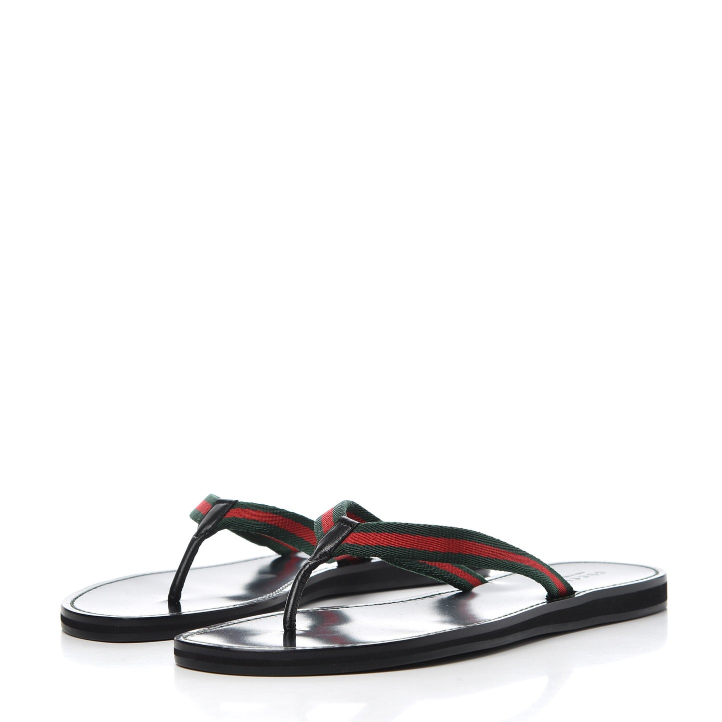 Nylon Calfskin Web Womens Thong Sandals 39.5 Green Red Black