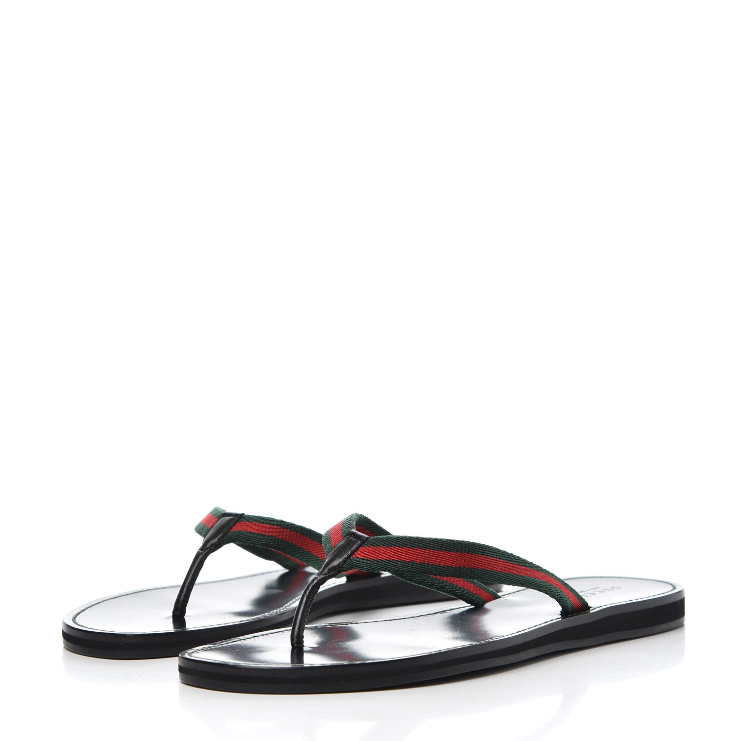 Gucci Nylon Calfskin Web Womens Thong Sandals 39.5 Green Red Black 3 of 12