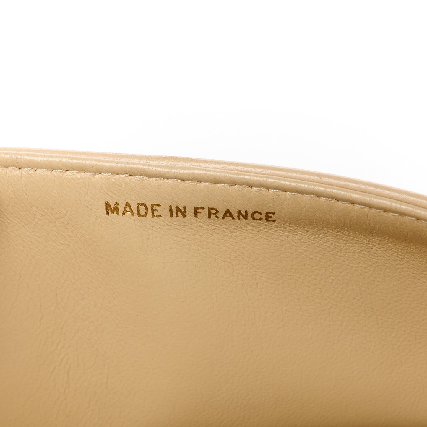 Lambskin Quilted Medium Double Flap Beige