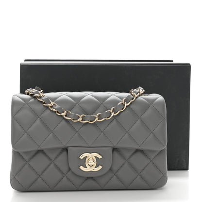 Chanel Lambskin Quilted Mini Rectangular Flap Dark Grey 11 of 11