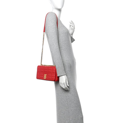 Burberry Lambskin Quilted Small Lola Bag Bright Red 2 of 15