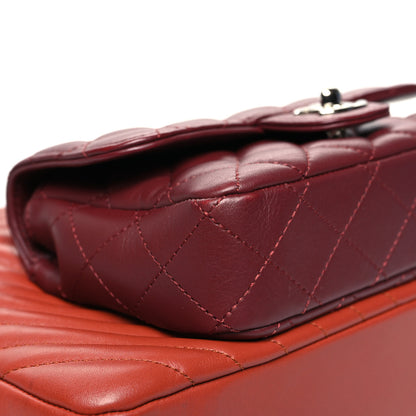 Chanel Calfskin Chevron Quilted Double Camera Bag With Flap Red 10 of 14