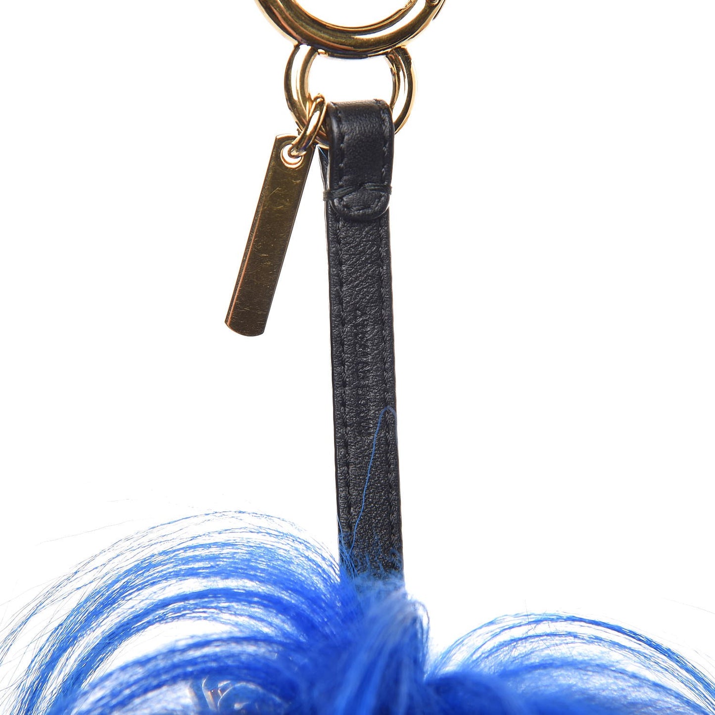 Lambskin Goat Fur Studded Punkarlito Bag Charm Blue