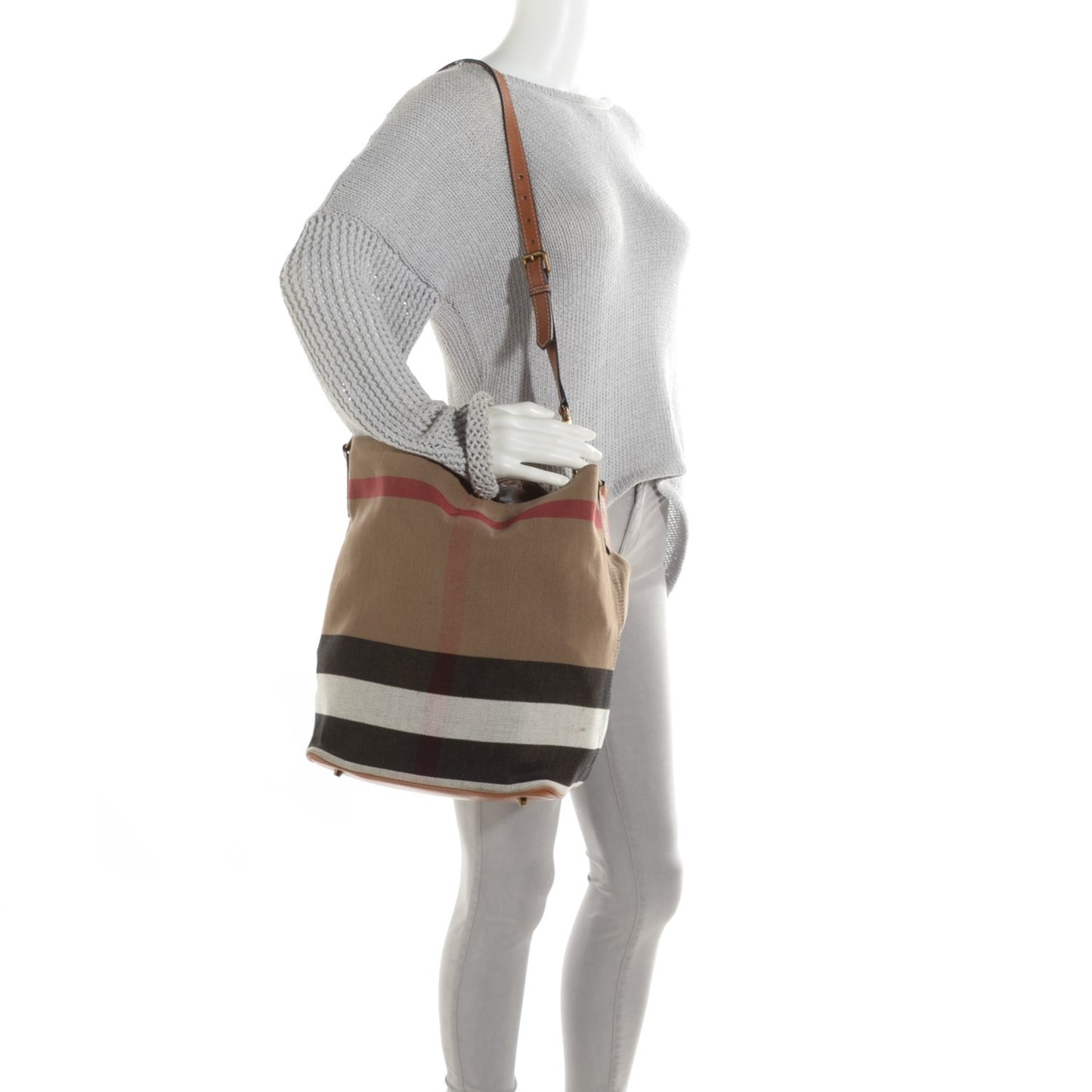 Canvas Mega Check Medium Susanna Hobo Saddle Brown