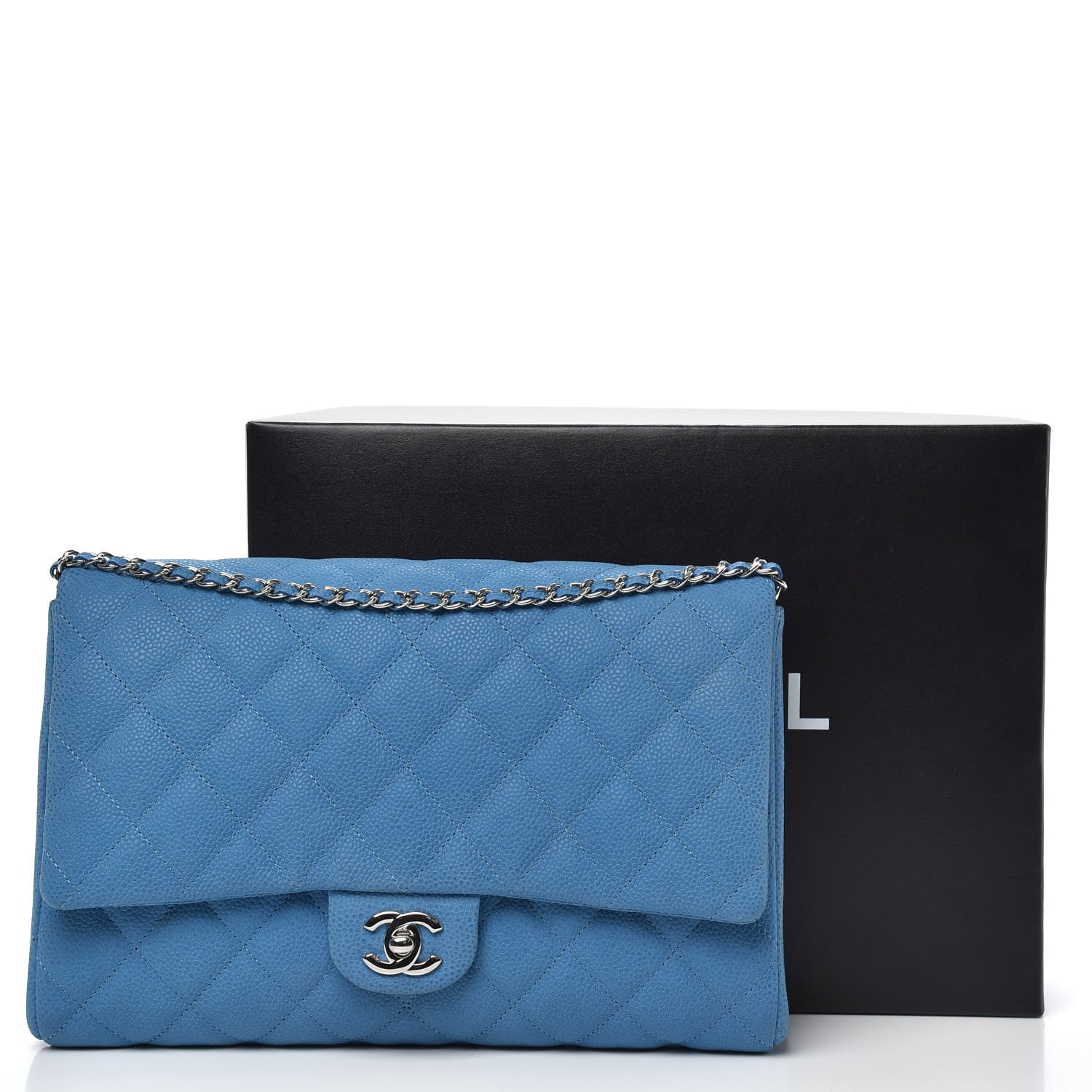 Chanel Iridescent Caviar Quilted Clutch With Chain Flap Blue 11 of 11