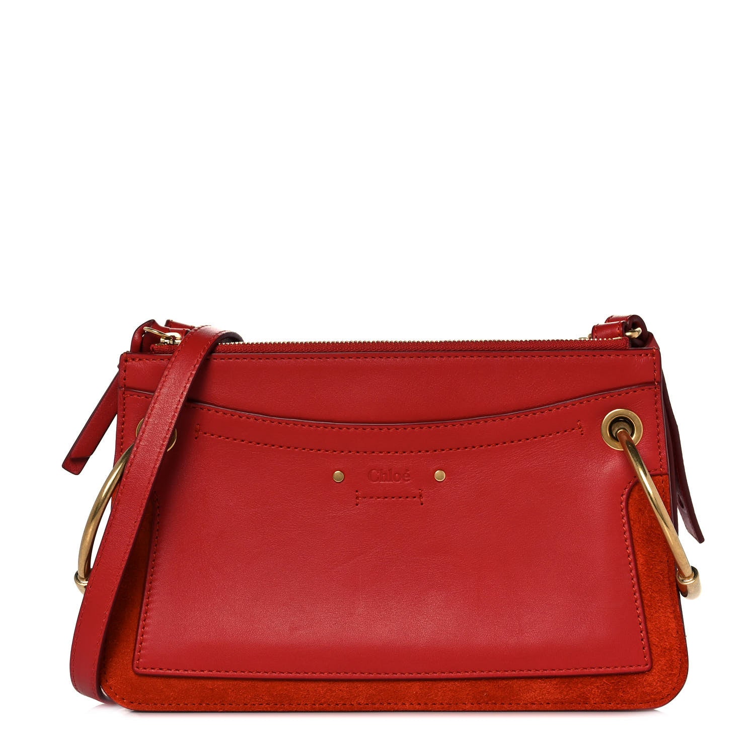 Chloe Calfskin Suede Roy Crossbody Bag Earthy Red 1 of 9