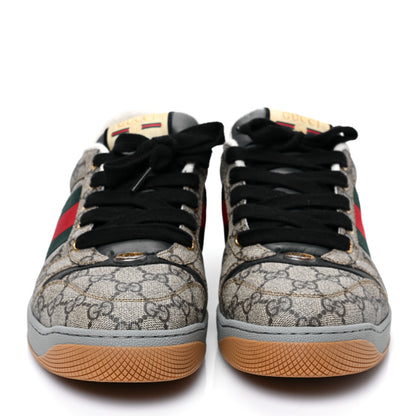 Gucci GG Supereme Monogram Miro Soft Calfskin Web Mens Screener Sneakers 9.5 Beige Ebony Black New Platinum 2 of 7