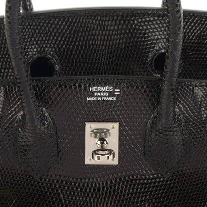 Hermes Shiny Lizard Birkin 25 Black 10 of 22