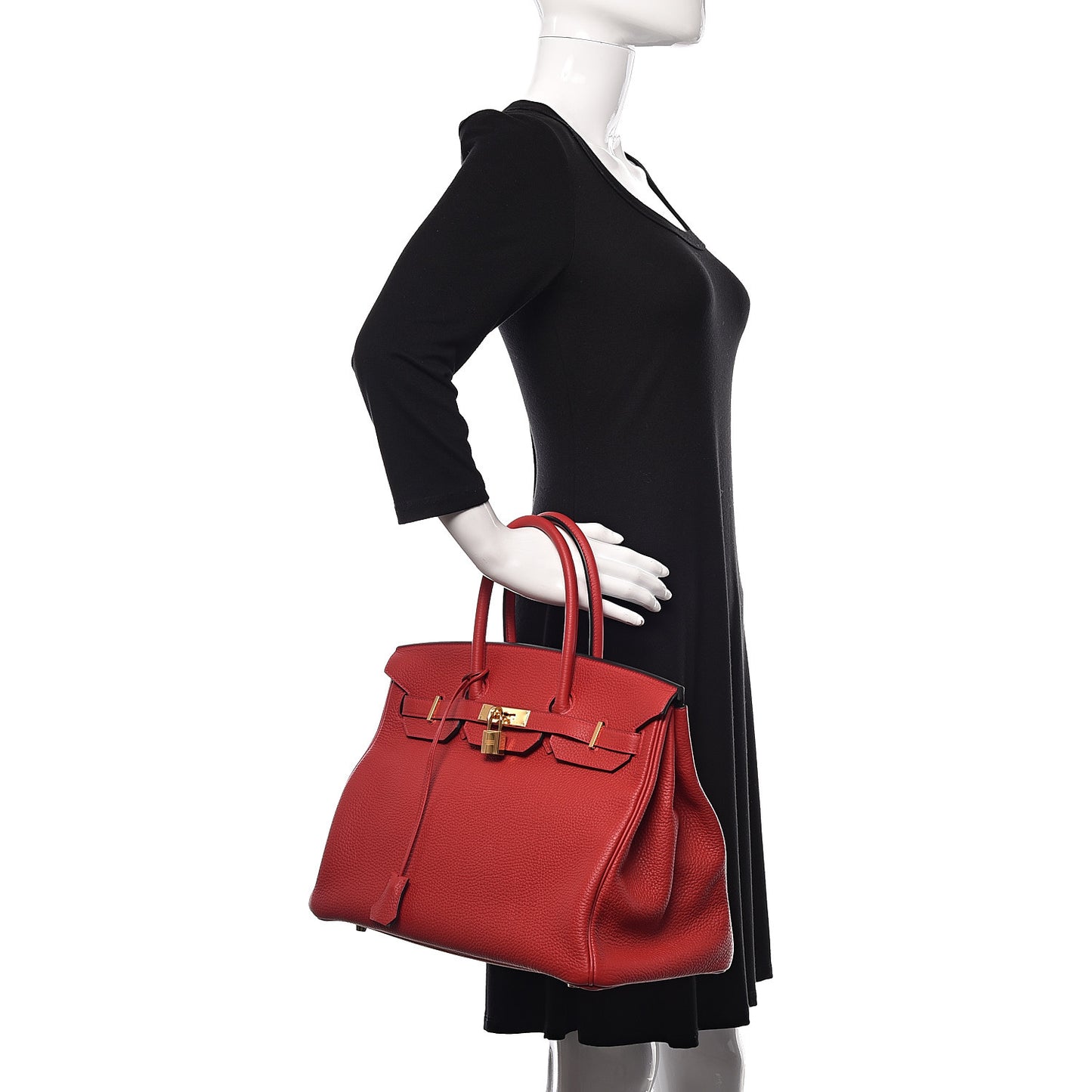 Taurillon Clemence Horseshoe Birkin 35 Rouge Casaque Black