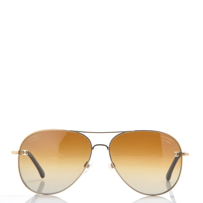 Chanel Aviator CC Sunglasses 4189-T-Q Gold 2 of 7