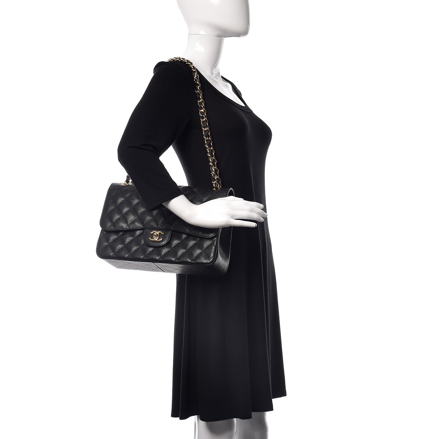 Chanel Caviar Quilted Jumbo Double Flap Black 2 of 10