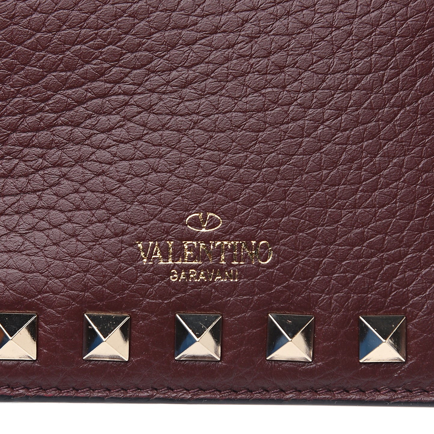 Pebbled Calfskin Rockstud French Flap Wallet Rubin