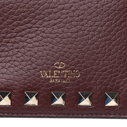 Valentino Garavani Pebbled Calfskin Rockstud French Flap Wallet Rubin 6 of 6