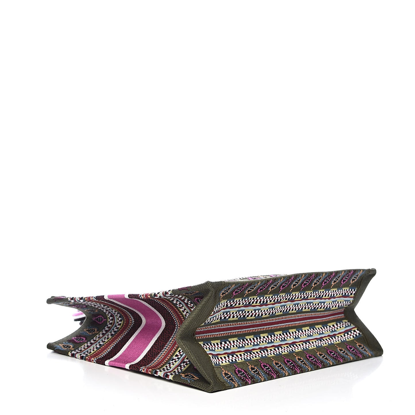 Canvas Embroidered Book Tote Olive Multicolor