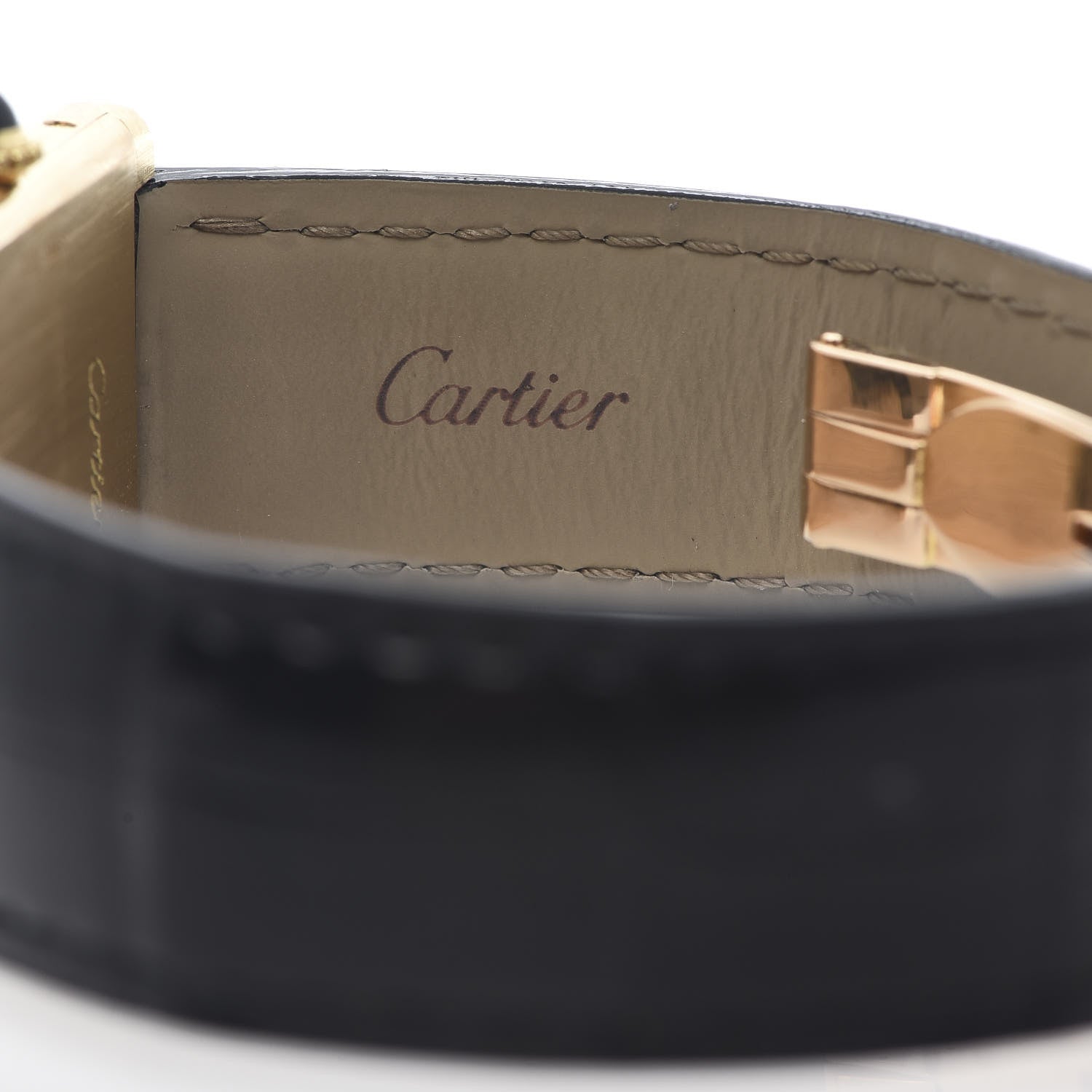 Cartier 18K Yellow Gold Alligator 24mm Tank Solo Manual Winding Watch 7 of 7