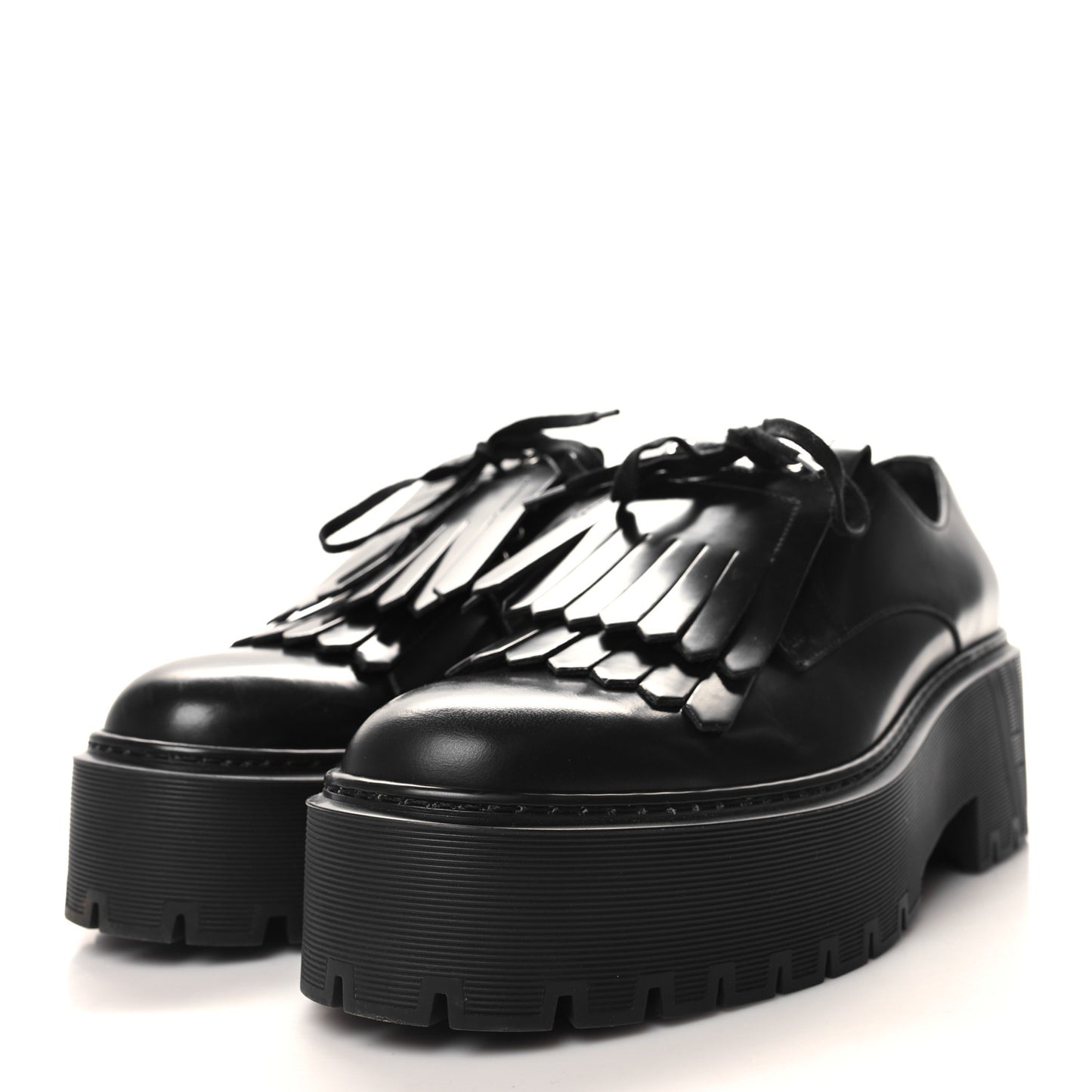 Glazed Calfskin Womens Hariston Derby Loafers 40 Black