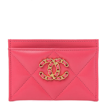 Chanel Shiny Goatskin Quilted 19 Card Holder Dark Pink 1 of 8
